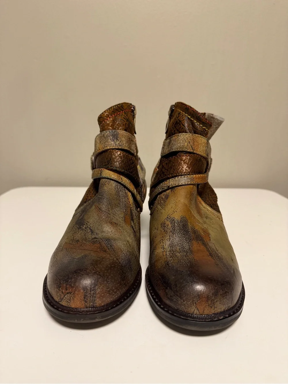L'Artiste by Spring Step Shazzam New Camel Hand Painted Ankle Boots EU 39 US 8.5